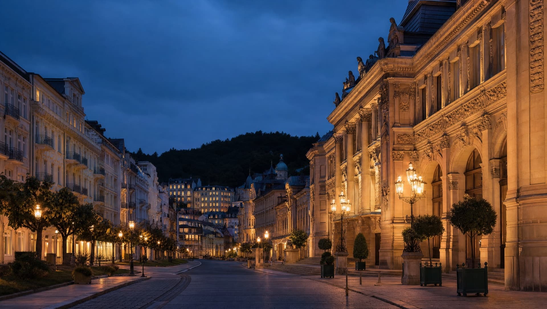 Wiesbaden – repräsentative klassische Architektur zur blauen Stunde